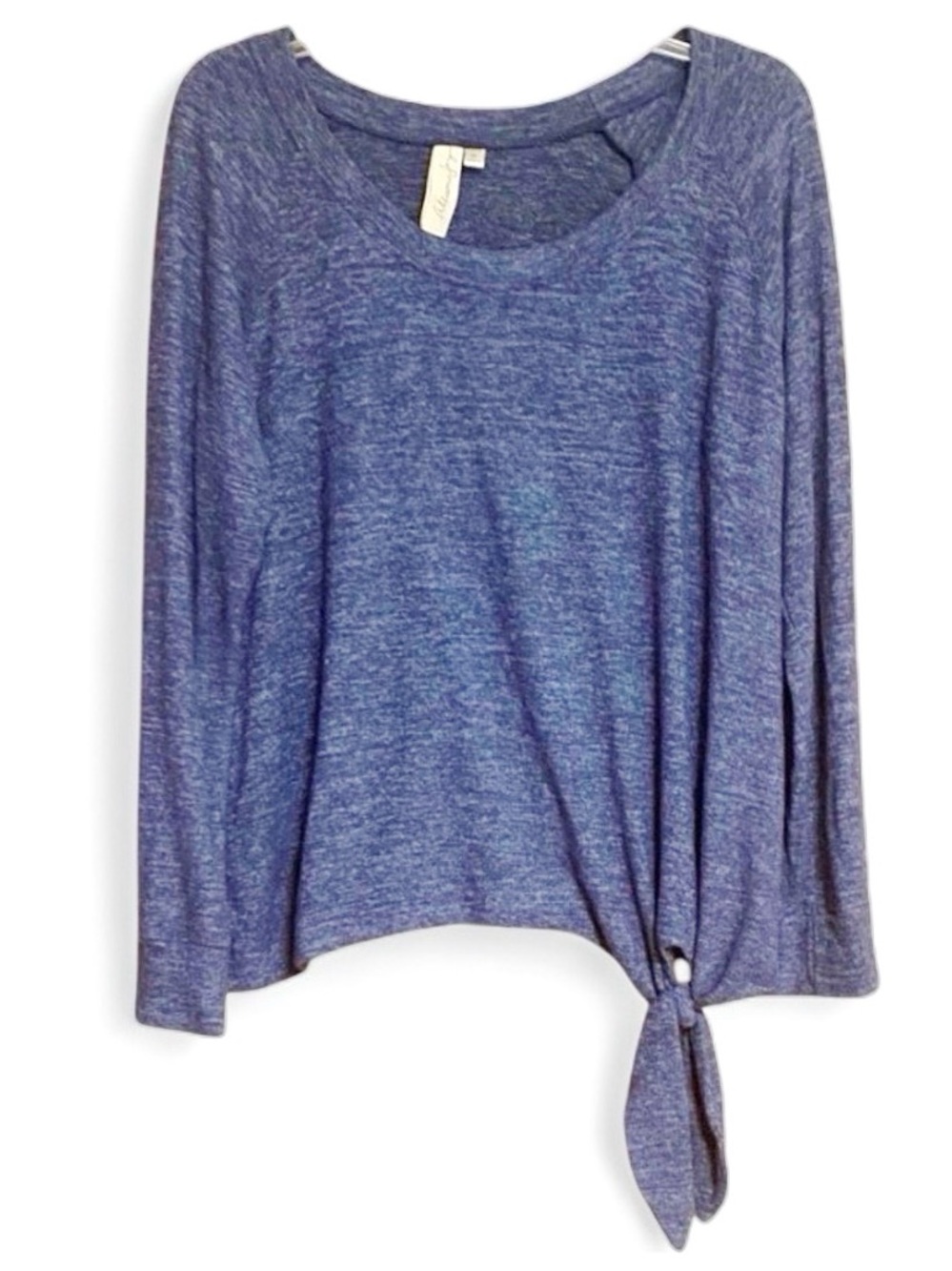 Alison Joy Blue Heather Side Tie Sweater Women Medium Draped Knit Top
